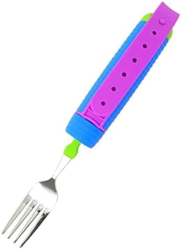 Tenedor/Cuchara giratorios Antideslizantes: artículos de Mesa de Ayuda para discapacitados, Soportes adaptables para Utensilios con Correa Ajustable para la Artritis de Parkinson, Tenedor