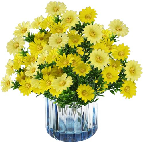 astylishome Fiori finti, 60 margherite artificiali, 36 cm, gialli, fatti a mano, bouquet per fai da te, matrimoni, feste, casa, giardino, artigianato, composizione nuziale, 0602