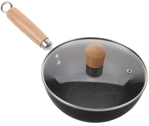 Ciieeo Poêle Wok En Fonte Petite Casserole Pour Faire Fondre Le Beurre Avec Manche En Bois Antiadhésive Chauffe-Lait Marmite Pour 20Cm