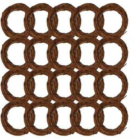 Worown Set di 20 ghirlande di vite naturali da 7,6 cm, con rami di vite, ghirlande natalizie in rattan, per fai da te, da appendere alla parete della porta d'ingresso, decorazioni per matrimoni e