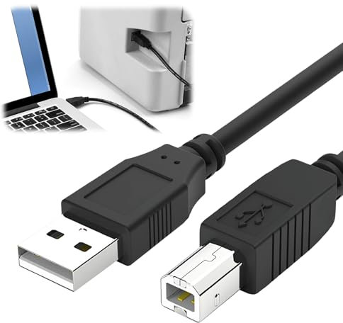 USB B MIDI Cable for Instruments 6FT/2M USB A to USB B Cable Compatible with Piano Midi Controller Keyboard Audio Interface Recording Microphone and Printer Scanner External Hard Drives 480Mbps