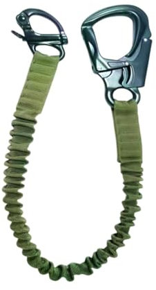 perfk Absturzsicherung, elastisches Bungee-Seil mit Karabinerhaken, Schnellverschluss, Kletterseil für stoßdämpfende Überdachungen, GrÜn