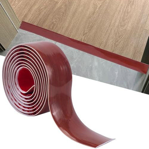 craspire Bande de Transition de Sol Marron Selle Revêtement de Sol PVC Auto Adhésif Revêtement de Sol Stratifié de Transition Séparateur Plat pour Joindre Les Espaces Carrelage Tapis Seuil Portes