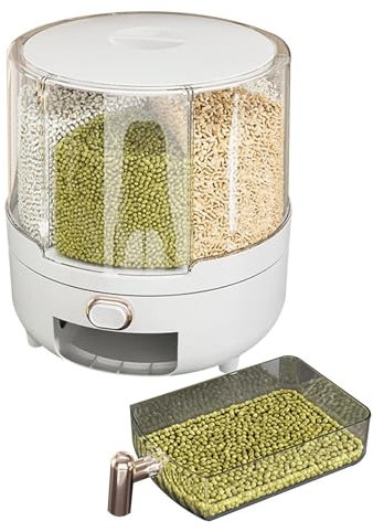 Rice Dispensers - Rotating Dry Food Dispenser | Multi-Section Food Organizer | Countertops Cereal Dispenser | Smart Portioning Meal Saver For Kitchen And Restaurants