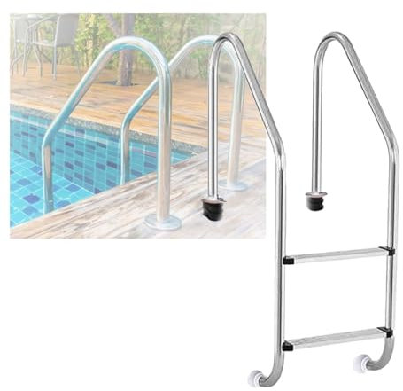 Swimming Pool Ladder,Stainless Steel Pool Stairs,2/3 Steps Pool Step with Handrails,for Hot Spring Water Park Fish Pond(2-Steps1.2mm)