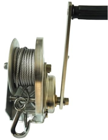 Enrouleur de câble, Treuil manuel en acier inoxydable 304 autobloquant, 800 lb-1600 lb x 5 m - 25 m, for bateau, camion, leva manuel automatique, tracteur Pour activités de plein air(50020029 1200LBX2
