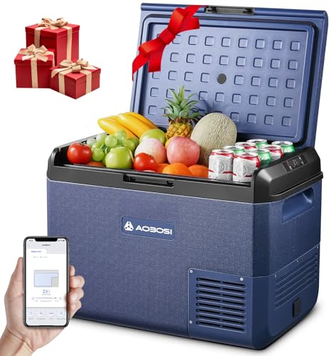 AAOBOSI Glaciere Electrique: 50L Glacière à Compression, -20℃ à 20℃ Frigo Compression 12v, Glaciere Electrique 12v 220v pour Voiture, Camion, Camping-Car, Bateau et Prise de Co