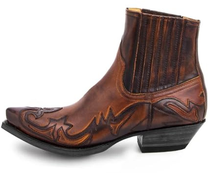 Botas de hombre, botines cuña hechos a mano, botas vaqueras, zapatos cuero unisex, romanos resistentes(Brown,43)