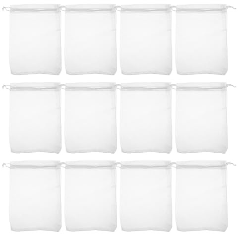 HONMEET 100stücke Geburtstags Geschenke Beutel aus Organza mit Kordelzug für Kleine Schmuckbeutel und Gastgeschenke Transparent und Weiß
