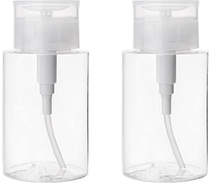 OKUMEYR 2pcs 300ml Refillable Dispenser Pump Bottles for Nail Polishing Cleaner and Cleansing Water, Leakproof Design, Petg Material, for Travel or Business Trip Skincare Storage