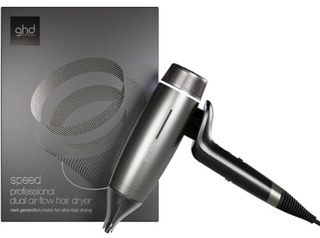 ghd speed hårtork: ultrasnabb torkning, exakt styling, dubbelt luftflöde, sval hårbotten & sval yta, professionella resultat, extra volym, mjuk och slät finish; titangrå