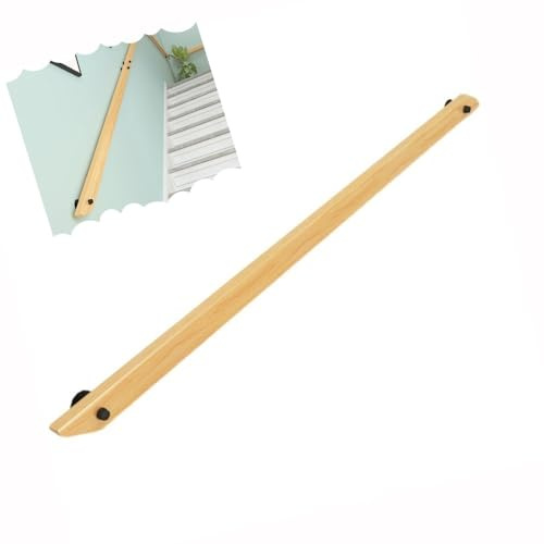 ZYXQQJ 50 80 100 120 150 200 250 300cm Corrimano Per Scale In Legno Con Staffe In Metallo Ringhiera Da Parete Per Interni Ed Esterni(Wood,300cm(9.8ft))