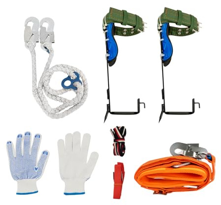 Professionelles Baumkletter-Set mit Sicherheitsseil, Steigeisen, Kletterschuhen und Kletterwerkzeugen, Stabiler Kletterausrüstung für Baumarbeiten, Höhenrettung und Outdoor-Aktivitäten, Tragfähigkeit