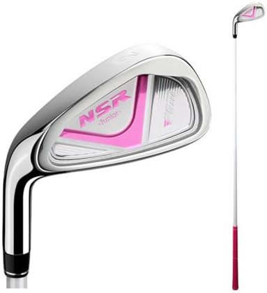 LH # 7/#9 - Mazza da golf in ferro con albero in carbonio per mancini, bambini, ragazzi e ragazze, per insegnamento di golf, allenamento, sport all'aria aperta (sinistra, rosa, #9 (6-8 Y))