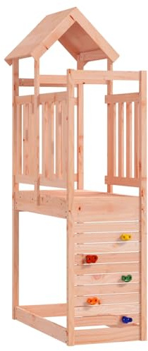 Ordellia Lektorn av massivt duglasiträ brunt 53 x 110,5 x 214 cm med gunga, rutschkana, klättringsskydd, gunga, trädgårdsleksak för barn utomhus