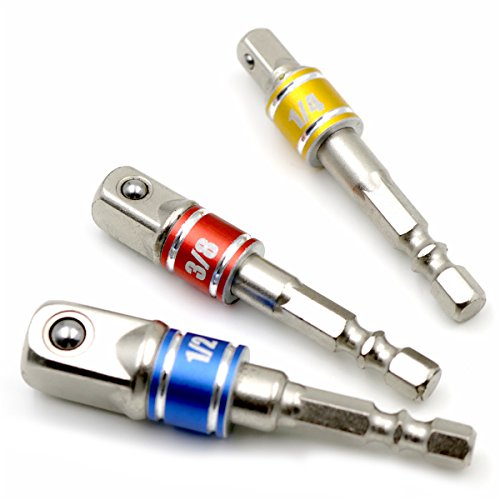 WOLOVO Lot de 3 adaptateurs de douilles à choc pour tourne-écrous 1/4, 3/8 et 1/2