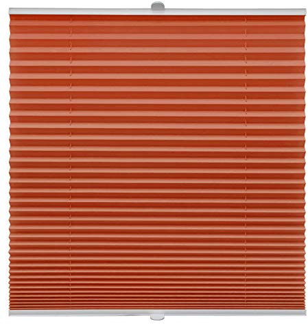 Plissee auf Maß für alle Fenster Montage Glasleiste Blickdicht mit Spannschuh Sonnenschutzrollo Orange Breite: 71-80 cm, Höhe: 151-200 cm