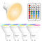 Jayool GU10 LED Light Bulbs, Dimmable 5W Colour Changing Spot with Remote, RGB + Warm White, Timer (Pack of 4)