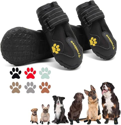 EXPAWLORER Anti-Slip Dog Shoes - Waterproof & Stain Resistant Dog Boots with Reflective Straps for Outdoor Activities, Paw Protectors for Injured Paws or Hot Weather or Snowy Days