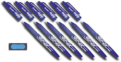 Pilot BL-FR7 Frixion Tintenroller, feine Spitze, 0,7 mm / 6 Stück + 1 Radierer, Blau