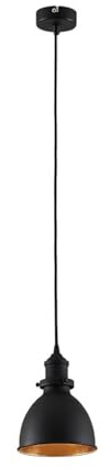 Lindby Esstisch Pendelleuchte Schwarz Gold, Hängelampe Metall 1x E27 max. 60W ohne Leuchtmittel Hängeleuchte Industrial Vintage