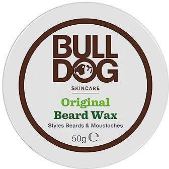BULLDOG SKINCARE Original Beard Wax 50g, Long Lasting Hold for Beard and Moustache, Enriched with Aloe Vera