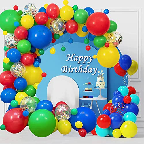 Circo Carnevale Palloncino Ghirlanda Kit 72 Pezzi Circo Palloncini Arco Rosso Giallo Blu Verde Colore Primario Diverse Misure 18'' 10'' 5'' Arcobaleno Party Accessori per Ragazzi e Ragazze Compleanno