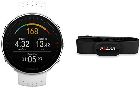 Polar Vantage M Cardiofréquencemètre Blanc + Polar H10 Capteur de Fréquence Cardiaque Haute précision – Bluetooth, Ant+, ECG/EKG – émetteur Cardiaque Waterproof avec Ceinture pectorale