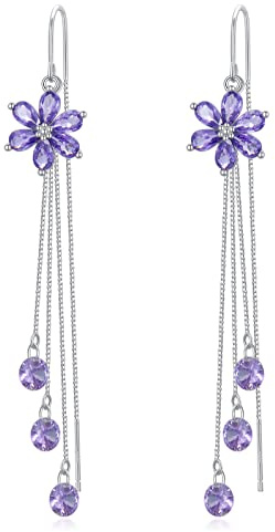 VONALA Hängend Ohrringe 925 Sterling Silber Blume/Perlen/Schmetterling Durchzieher Ohrringe Tropfen Baumeln Ohrringe für Damen Geburtstag Geschenk