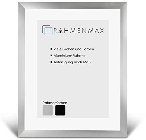 RahmenMax® Yukon Bilderrahmen 33x98 cm zum Aufhängen/Bilderrahmen Maßanfertigung möglich/Posterrahmen aus Aluminium/Bilder Rahmen in Silber gebürstet mit Acrylglas/Puzzle Rahmen