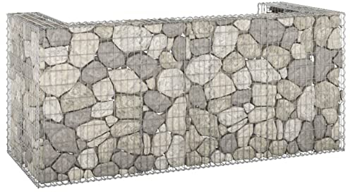 ANGYANG Gabionenwand für Mülltonne, Gabionen Zaun, Mülltonnenverkleidung, Gabionenkörbe, Steine Für Gabionen, Steingabionen,n Verzinkter Stahl 250x100x110 cm