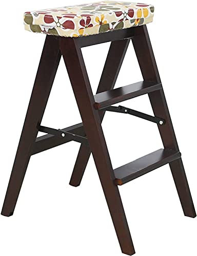 Escabeau pliable Escabeau Marches Pliable Escabeau pliable à 3 marches avec siège multifonction 3 en 1 marchepied en bois massif échelle d'affichage et étagère de rangement chaise d'échelle pliante co