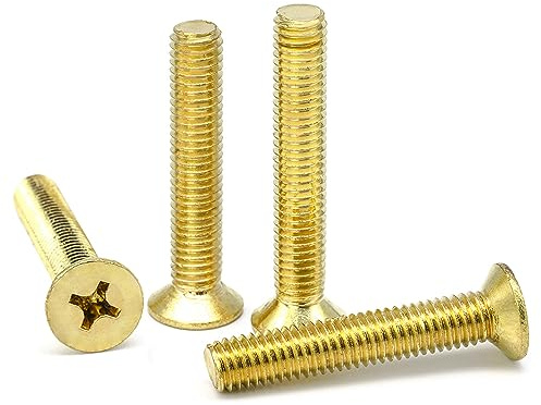 Vis à tête plate cruciforme en laiton, vis de réparation à tête fraisée, vis à tête ronde entièrement filetées, or, M5x60 mm, 20 pièces