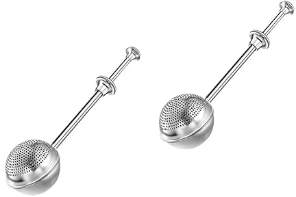BESTonZON 2 Pièces Plumeau Infuseur à Thé Portable En Verre Saupoudreur De Sucrier Tamis De Cuisine Boule Passoire à Thé Sucre En Poudre Farine Sucre Pâtissier Acier Inoxydable Voyage
