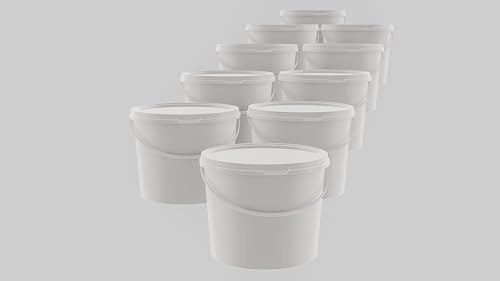 MARMOS-PLAST 20 x 5 Liter Eimer Set Weiß Kunststoffeimer mit Deckel stapelbarer Milch-/Vorratseimer Honigeimer Behälter Lebensmittelfreigabe Lebensmittelechte Leereimer für Mehl Wassereimer