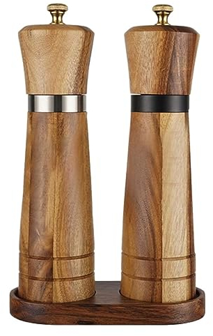Gewürzmühle Pfeffermühle Salz- Und Pfeffermühlen-Set Aus Holz, Streuer, Einfach Einstellbare Keramik-Grobheit, Nachfüllbar Chilimühle