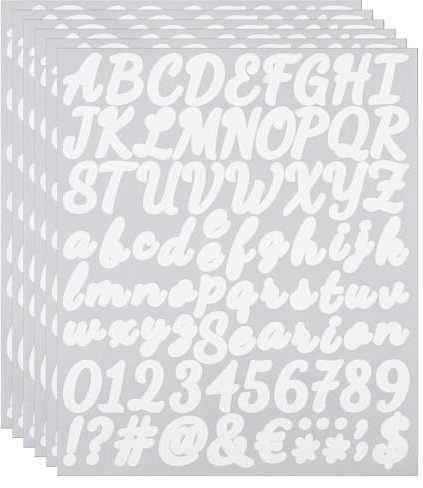 PATIKIL 6 Bögen Alphabet Buchstaben Zahlen Aufkleber Vinyl DIY Kursive Weiß | Großbuchstaben Etiketten, selbstklebende, Für Briefkasten Büro Fenster Geschenkbox Scrapbook Dekor