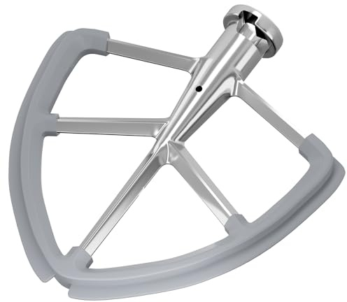 6QT Stainless Steel Flex Edge Beater for KitchenAid Mixer Professional 6 Quart Paddle Attachment Compatible with Kitchen Aid Accessories KD2661X, KP2671X with Silicone Edges Scraper