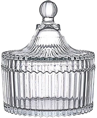 BgnEhRfL Sucrier avec Couvercle sucrier sucrier en Verre avec Couvercle en Verre, Plat à Bonbons en Cristal avec Couvercle Pot à Bonbons Couvert décoratif, 3,94 x 2,64