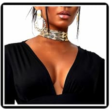 Dishowme Pailletten Choker Halskette breite Metall Pailletten Halsband Hip-Hop Punk Halskette Schmuck für Frauen Mädchen (Goldener Leopard)