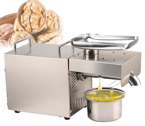 LNNLOO Pressa per Olio Automatica (Fredda/Calda), Resa in Olio: 50-70% / 1000-1500 Ml, 5 Minuti di Preriscaldamento, Interruttore avanti/Indietro/Facile da Usare, per Colza Cocco E Olive,1500W