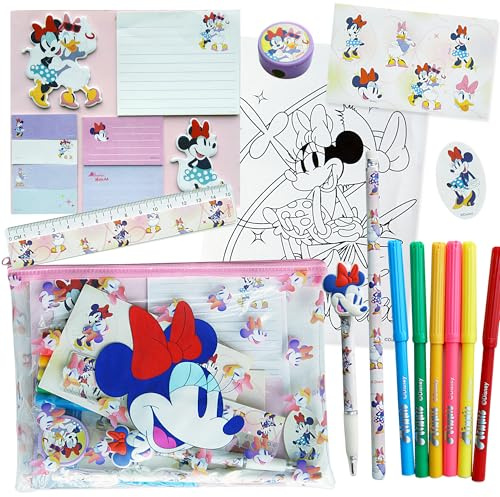 Disney - Musse och Mimmi Aktiviteter - Barn målarbok - kreativa fritidssatser - Mimmi kontorstillbehör - brevpapper - pennor - teckning - födelsedagspresent för flickor