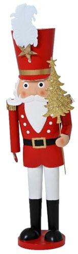 Magie di Natale Figura decorativa de soldado, cascanueces de metal, decoración navideña, altura 42 cm (grande)