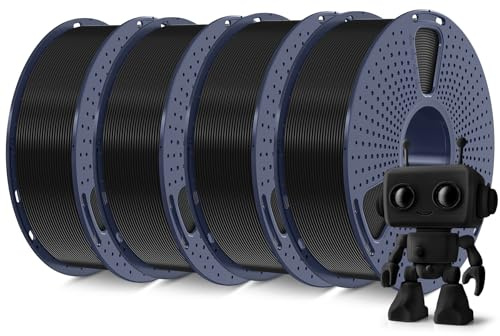 SUNLU 4KG High Speed PLA Meta Filament Bundle, PLA 3D Drucker Filament 1,75mm ±0,02mm, Robusteres Sauber Gewickeltes 3D Filament, Insgesamt 4kg, 1kg pro Spule, meta pla Schwarz