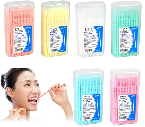KUBDPQOR Conjunto de 600 Cepillos Interdentales - Arcos Dentales, Palillos de Dientes, Hilo Dental para Jóvenes y Adultos - Ideal para una Limpieza Dental Profunda y Efectiva