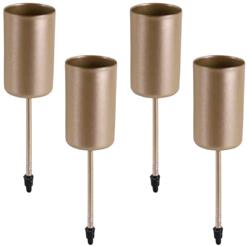 4er Set Kerzenhalter Stecker aus Metall - Moderne, minimalistische Stabkerzenhalter für DIY Adventskranz Gold matt, Ø 2,3 x 4 cm - Kerzenstecker für Stabkerzen, Kerzenständer als Tischdeko