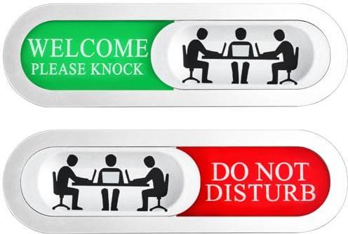 BUZIFU Privacy Sign Do Not Disturb Door and Welcome Please Knock Sign Vacant/Meeting in Progress Sliding Door Signs for Home Office Restroom Conference - Self-Adhesive Fixing