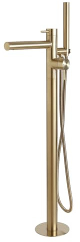 Milano Otto Freestanding Bath Shower Mixer Tap Hand Shower Handset Kit - Brushed Brass