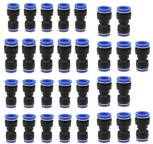 ZMDMAH 30 Pezzi Raccordi Aria Compressa, 4-8, 6-8, 8-10, 6-12mm Tubo Aria Compressa, Attacchi Rapidi Aria Compressas Pneumatico Connettore Raccordo attacco rapido Arias compressas per Tubo Arias Vuoto