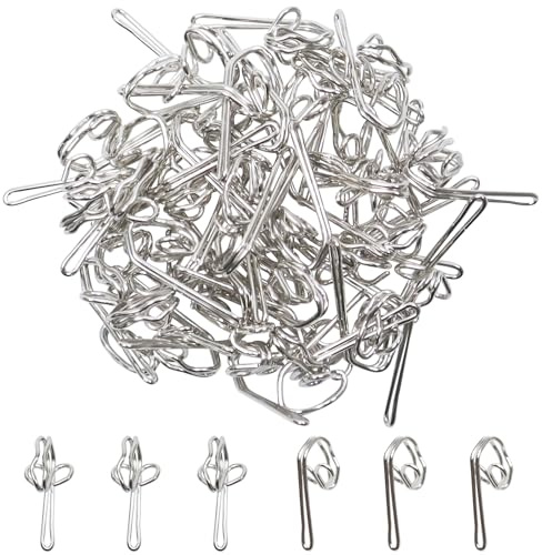 50 PCS Curtain Hooks, Silver Metal Gurtains Hook, Tape Drapery Hooks for Curtain Installation and Replacement